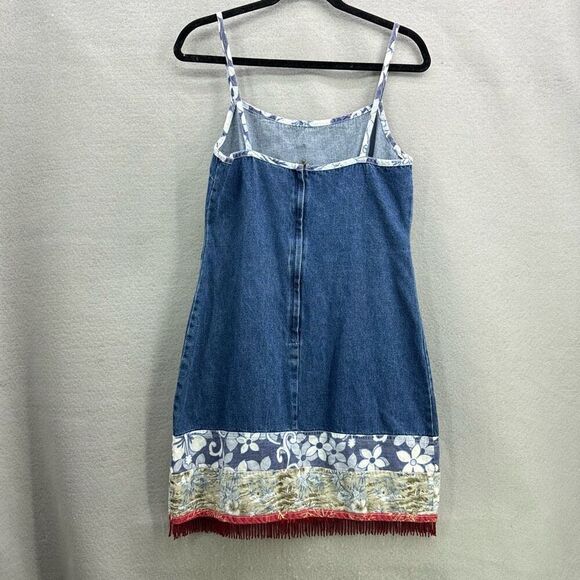 Vintage Y2K Jalate Denim Beaded Mini Sheath Dress Size 11 - Picture 2 of 10
